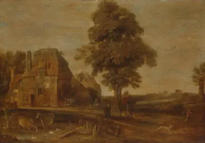 Landscape with an Inn av Aert van der Neer