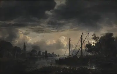 Říční krajina v měsíčním svitu, 1643, Aert van der Neer