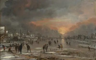 Sports on a Frozen River av Aert van der Neer