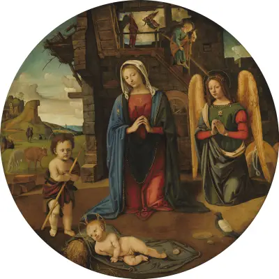 The Nativity with the Infant Saint John av Piero di Cosimo