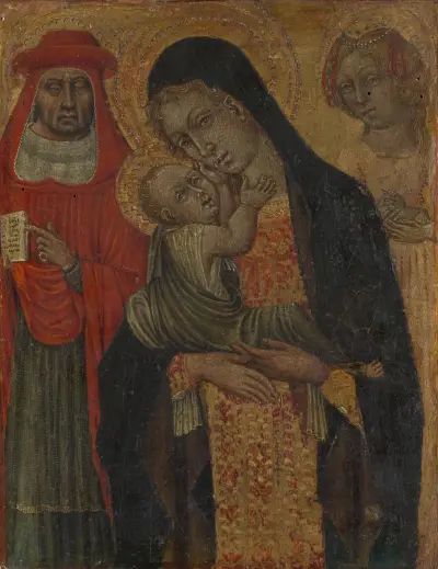 Madonna and Child with Saints Jerome and Agnes av Giovanni di Paolo