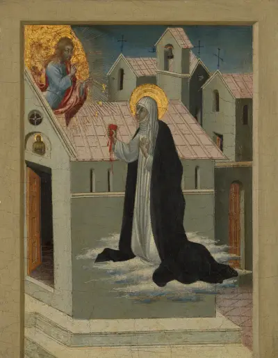 Saint Catherine of Siena Exchanging Her Heart with Christ av Giovanni di Paolo
