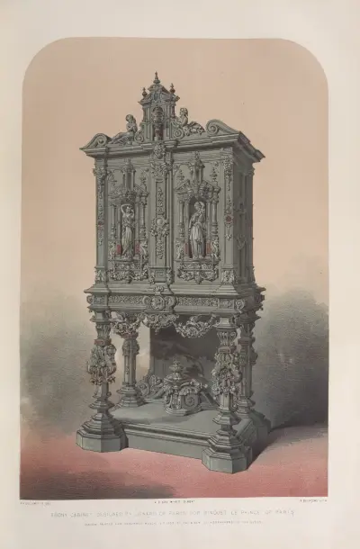 Ebony cabinet designed by Lienard of Paris for Rinquet le Prince of Paris av Matthew Digby Wyatt