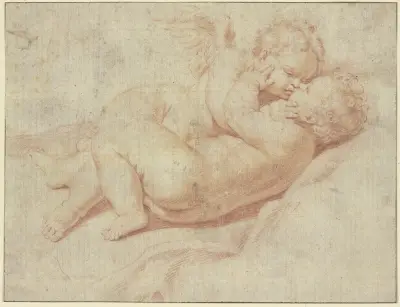 Dwa obejmujące się amorki, Domenichino