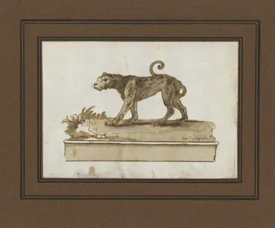 En leopard, rör sig åt vänster (på en bas) av Giovanni Domenico Tiepolo