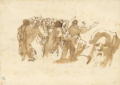 En helig man predikar, och ett orientaliskt huvud av Giovanni Domenico Tiepolo