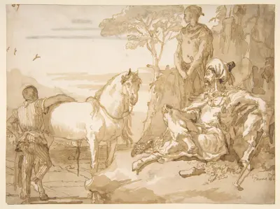 En orientaliskt hövding vilande av Giovanni Domenico Tiepolo