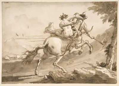 Bakifrån: en kentaur bortför en satyrinna av Giovanni Domenico Tiepolo