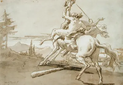 Kentaur gripen i flykten, en kvinnlig faun på hans rygg av Giovanni Domenico Tiepolo