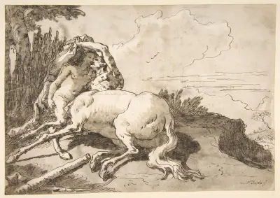 Kentaur som omfamnar en satyrinna av Giovanni Domenico Tiepolo