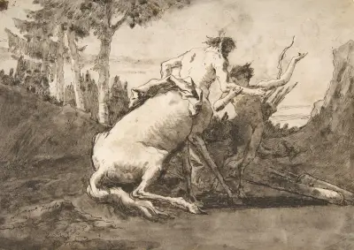 Kentauren med en ung satyr av Giovanni Domenico Tiepolo