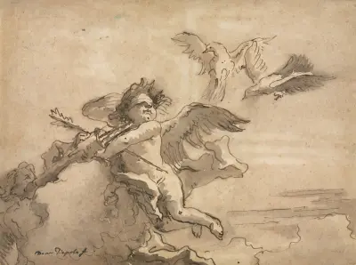 Cupid Blindfolded and Two Doves av Giovanni Domenico Tiepolo