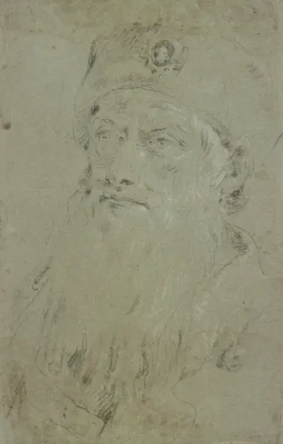 Huvud av skäggig oriental av Giovanni Domenico Tiepolo