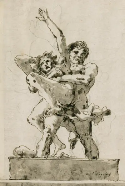 Herkules och Antaios av Giovanni Domenico Tiepolo