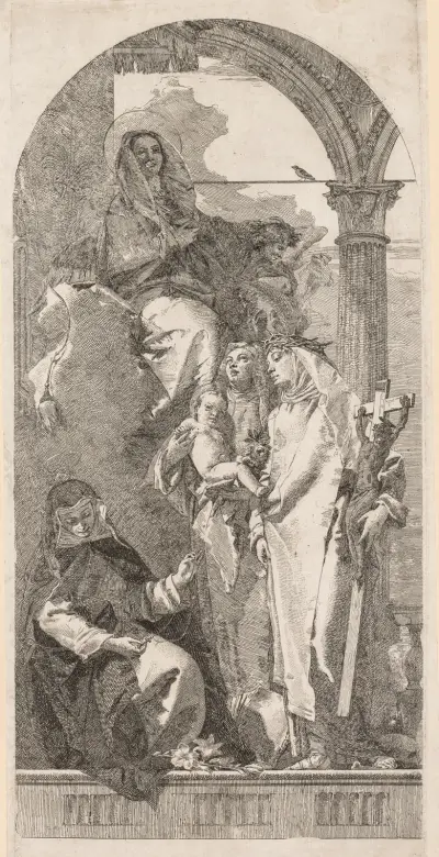 Madonna med heliga Agnes, Katarina och Rosa av Giovanni Domenico Tiepolo