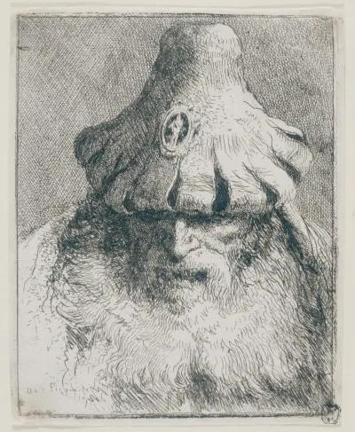 Gammal man med konisk hatt av Giovanni Domenico Tiepolo