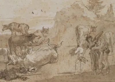 Sheep and Cows av Giovanni Domenico Tiepolo
