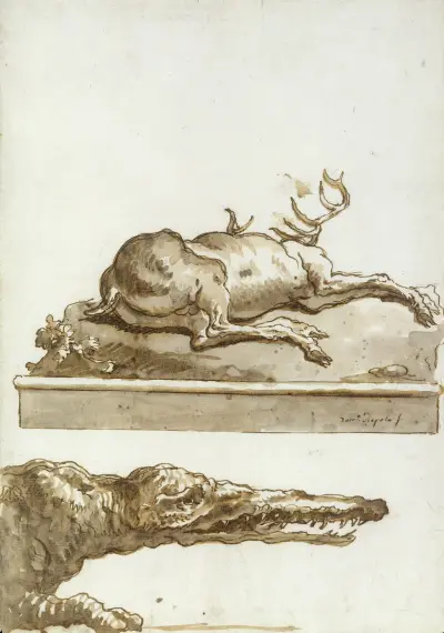 Ett krokodilhuvud av Giovanni Domenico Tiepolo