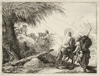 Den heliga familjen och palmen av Giovanni Domenico Tiepolo