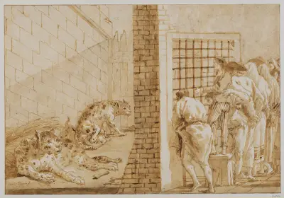 Leopardburen i menageriet av Giovanni Domenico Tiepolo