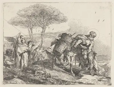 Madonnan och barnet till vänster, med en änglaskara av Giovanni Domenico Tiepolo