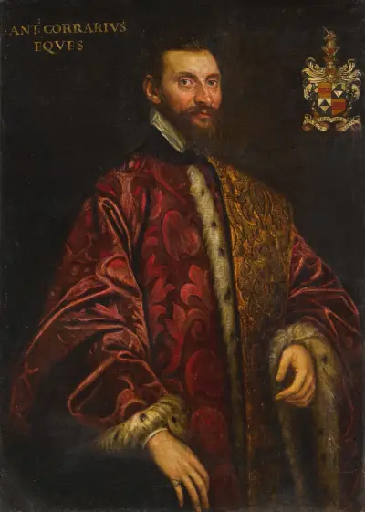Portrait of a Venetian Senator, possibly Marc Antonio Correr av Domenico Tintoretto