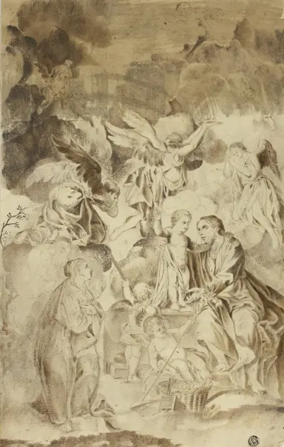 Beholding Vision of Christ Child and Saint Joseph av El Greco (Domenikos Theotokopoulos)