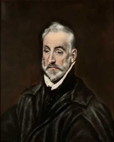 Portrait of Antonio de Covarrubias y Leiva (1514-1602), Spanish jurist and humanist av El Greco (Domenikos Theotokopoulos)
