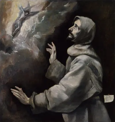 Saint Francis Receiving The Stigmata av El Greco (Domenikos Theotokopoulos)