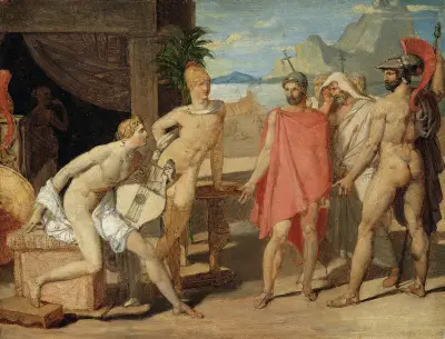 Achilles Receiving in his Tent the Envoys of Agamemnon av Jean Auguste Dominique Ingres