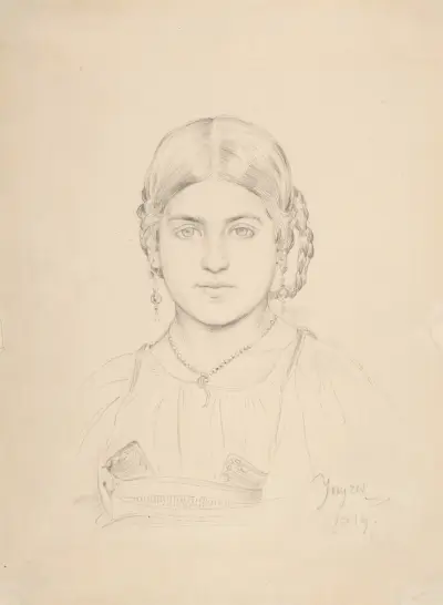 Bust of a Gypsy Girl av Jean Auguste Dominique Ingres