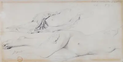 Etude pour l’Odalisque à l’esclave av Jean Auguste Dominique Ingres