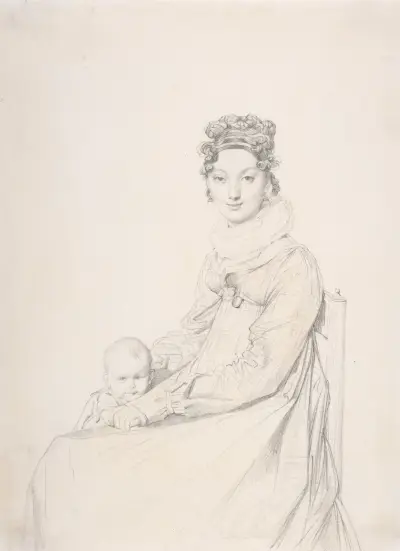 Madame Alexandre Lethière and Her Daughter Letizia av Jean Auguste Dominique Ingres