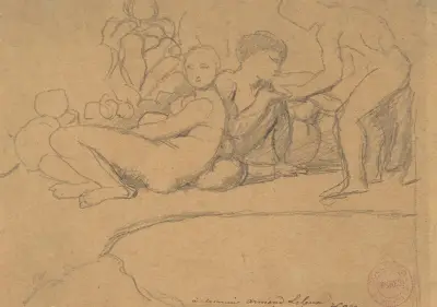 Nude Figures for L’Âge d’Or, Château de Dampierre av Jean Auguste Dominique Ingres