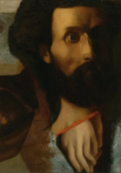 Sketch Of Head And Hands Of St. John For Jésus Remet À Saint Pierre Les Clefs Du Paradis av Jean Auguste Dominique Ingres