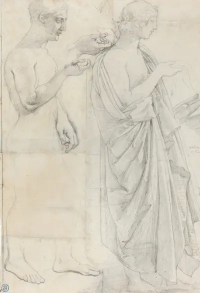 Two Studies of Virgil av Jean Auguste Dominique Ingres