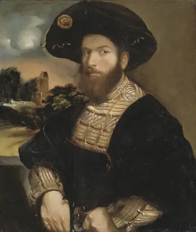 Portrait of a Man Wearing a Black Beret av Dosso Dossi