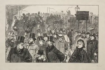 The Living Stream at London Bridge – On the Bridge av George Du Maurier