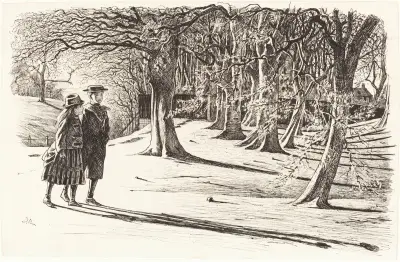 Två barn i snön av George Du Maurier