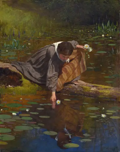 Plockning av liljor av Eastman Johnson