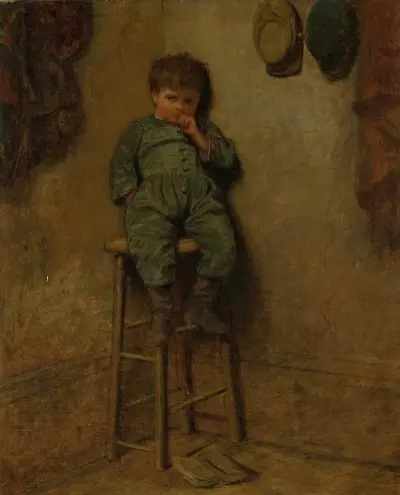 Liten pojke på pall av Eastman Johnson