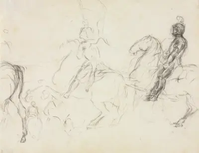 Battle Scene with Armored Figures on Horseback av Edgar Degas