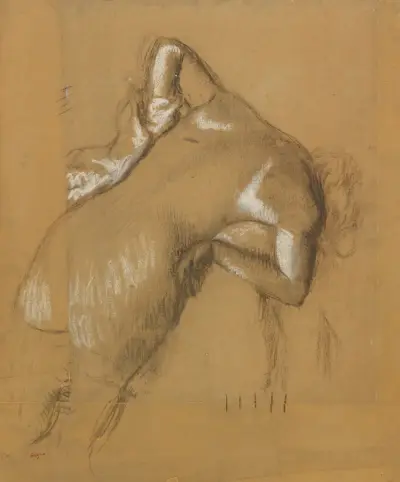 Femme Nue Debout, s’essuyant av Edgar Degas