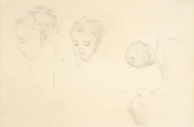 Four Studies of a Baby’s Head av Edgar Degas