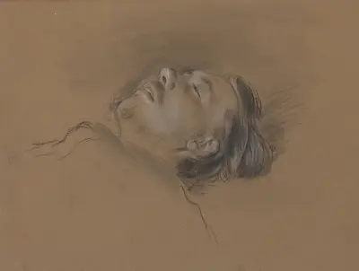 Head of the Fallen Jockey (study for ‘Scene from the Steeplechase – The Fallen Jockey’) av Edgar Degas