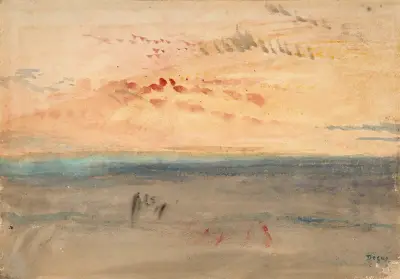 Light effect at sunset by the sea av Edgar Degas
