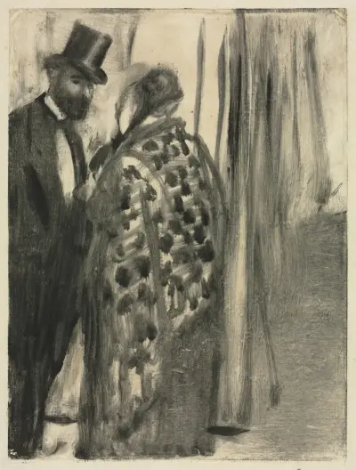 Ludovic Halévy and Madame Cardinal (The Conversation) for ‘La Famille Cardinal’ by Ludovic Halévy av Edgar Degas