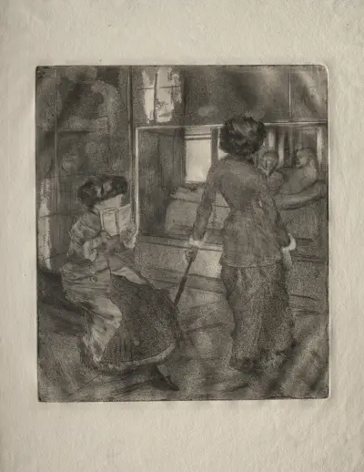 Mary Cassatt at the Louvre; The Etruscan Gallery av Edgar Degas