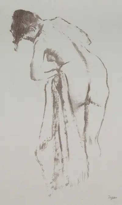 Nude Woman with Towel, Standing av Edgar Degas