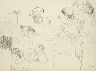 Sketches of Figures at a Funeral av Edgar Degas